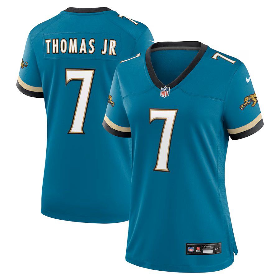 Women Jacksonville Jaguars 7 Brian Thomas Jr Green Nike Throwback Game NFL Jersey
